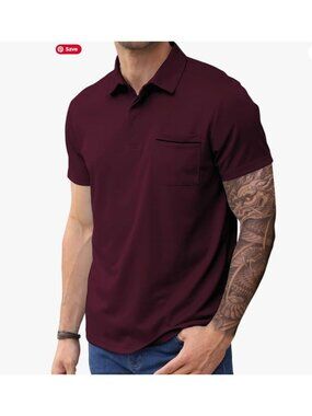 LexiArt Golf Polo Shirt Mens XL Burgundy New Short Sleeve
